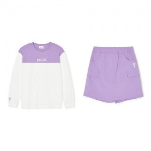 MLB Varsity Girls' T Shirt Set Up Tops Purple | USA_MLB20890