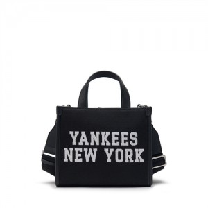 MLB Varsity Jacquard Canvas Small Tote Bags Black | USA_MLB51548