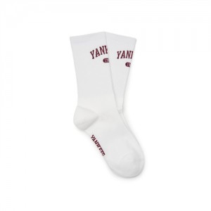 MLB Varsity Lettering Mid Socks White | USA_MLB79922