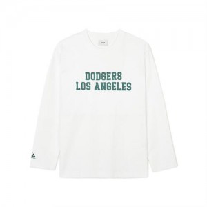 MLB Varsity Loose Fit Long Sleeve T Shirts White | USA_MLB63966