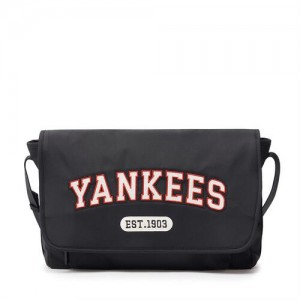 MLB Varsity Nylon Messenger Crossbody Bags Black | USA_MLB48789