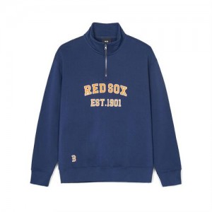 MLB Varsity Over Fit Half Zip Sweatshirts Blue | USA_MLB35349