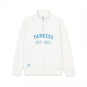 MLB Varsity Over Fit Half Zip Sweatshirts White | USA_MLB62352