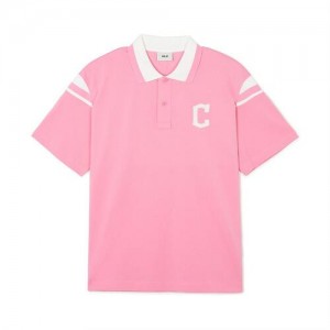 MLB Varsity Shoulder Point Over Fit Polo T Shirts Pink | USA_MLB14632