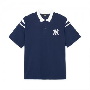 MLB Varsity Shoulder Point Over Fit Polo T Shirts Blue | USA_MLB75501