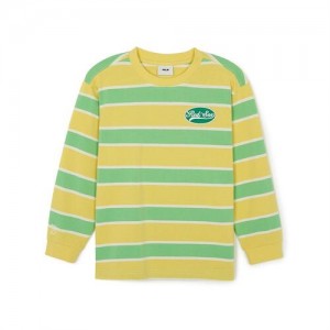 MLB Varsity Striped T Shirt Tops Yellow | USA_MLB61083