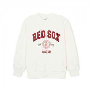 MLB Varsity Sweatshirt Tops White | USA_MLB72374