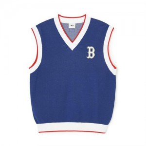 MLB Varsity Vest Sweaters Blue | USA_MLB81027