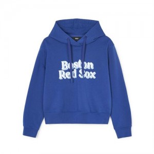 MLB Women Varsity Crop Hoodie Blue | USA_MLB87574