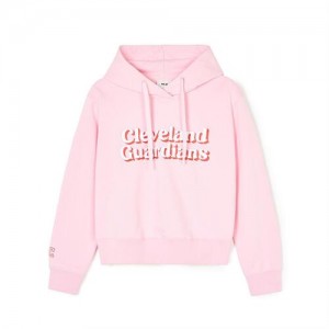 MLB Women Varsity Crop Hoodie Pink | USA_MLB17684