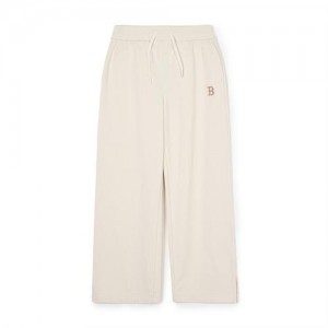 MLB Women`s Basic Small Logo Wide Pants Bottoms White | USA_MLB44310