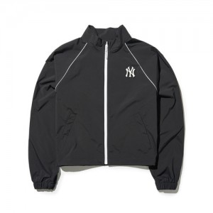 MLB Women`s Sportive Varsity Crop Windbreaker Outerwear Black | USA_MLB30683