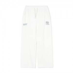 MLB Women`s Varsity Pintuck Wide Pants Bottoms White | USA_MLB31431