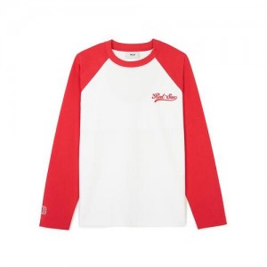 MLB Women`s Varsity Raglan Loose Fit T Shirts White / Red | USA_MLB75384