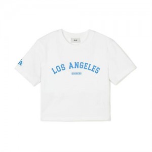 MLB Women`s Varsity Slim Crop T Shirts White | USA_MLB83933