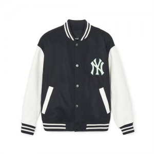 MLB Wool Basic Varsity Outerwear Black / White | USA_MLB21488