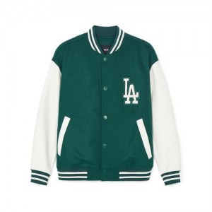 MLB Wool Basic Varsity Outerwear Green / White | USA_MLB11152