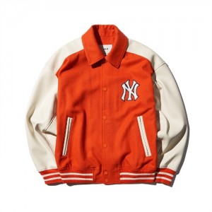 MLB Wool Collar Varsity Outerwear Orange / White | USA_MLB81318