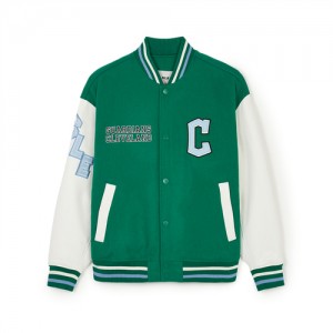 MLB Wool Wappen Varsity Outerwear Green / White | USA_MLB13892