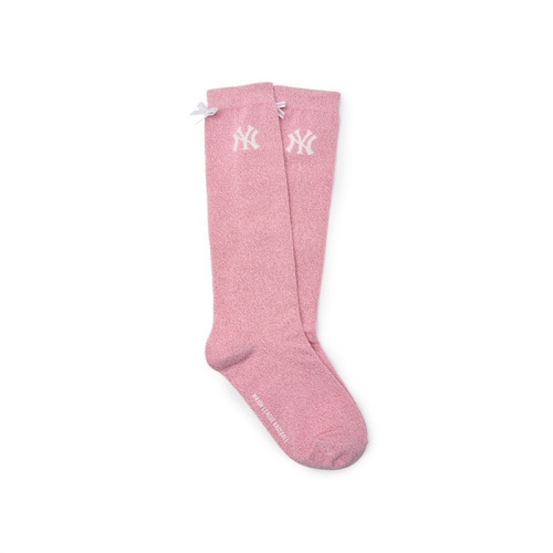 MLB Athleisure Girl`s Metal Knee Socks Accessories Pink | USA_MLB36999