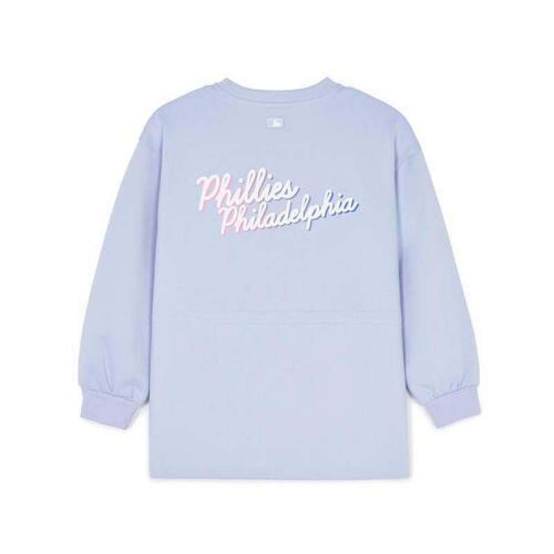 MLB Athleisure Long Sweatshirt Tops Blue | USA_MLB12056