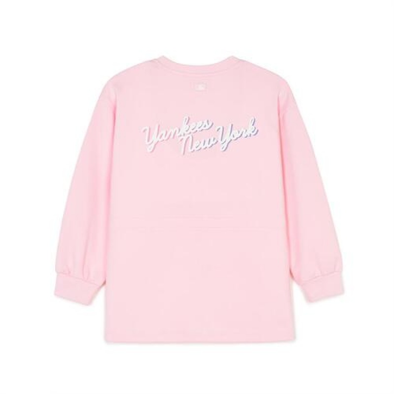 MLB Athleisure Long Sweatshirt Tops Pink | USA_MLB15625