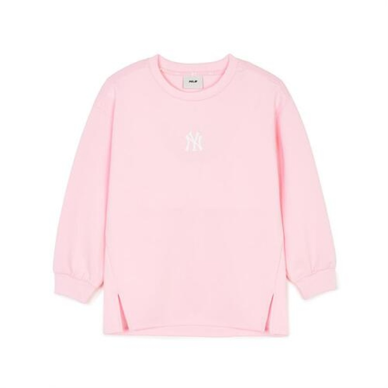 MLB Athleisure Long Sweatshirt Tops Pink | USA_MLB15625