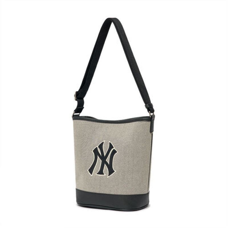 MLB Basic Big Logo Canvas Crossbody Bags Grey / Black | USA_MLB98469