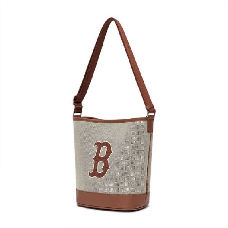 MLB Basic Big Logo Canvas Crossbody Bags Grey / Brown | USA_MLB96359