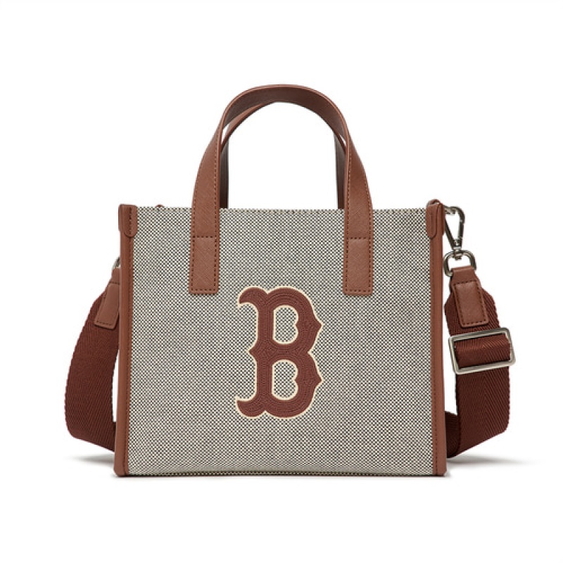 MLB Basic Big Logo Canvas S Tote Bags Grey | USA_MLB27526