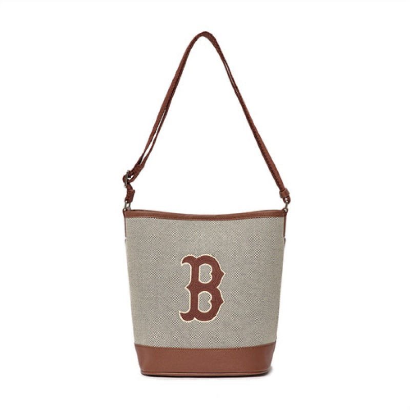 MLB Basic Big Logo Canvas Tote Bags Grey / Brown | USA_MLB67067