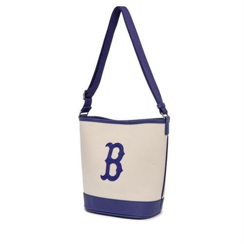 MLB Basic Big Logo Canvas Tote Bags White / Blue | USA_MLB68525