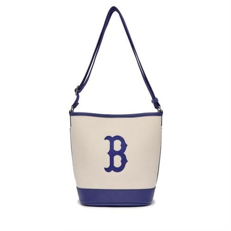 MLB Basic Big Logo Canvas Tote Bags White / Blue | USA_MLB68525