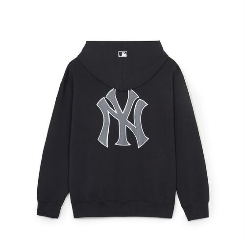 MLB Basic Big Logo Double Knit Hood Zip Up Hoodie Black | USA_MLB17319