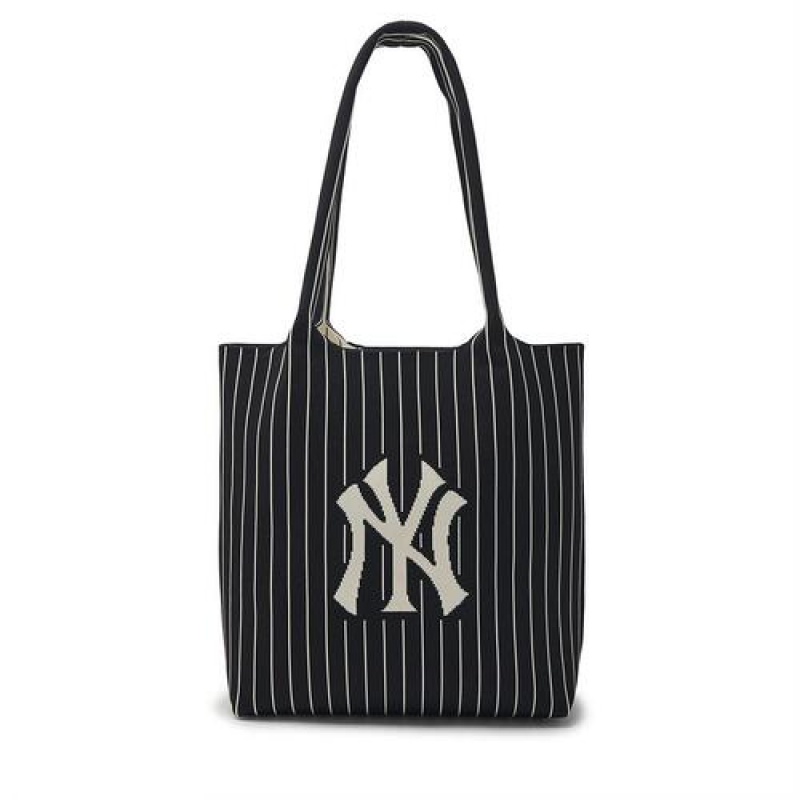 MLB Basic Big Logo Knit Tote Bags Black | USA_MLB43648