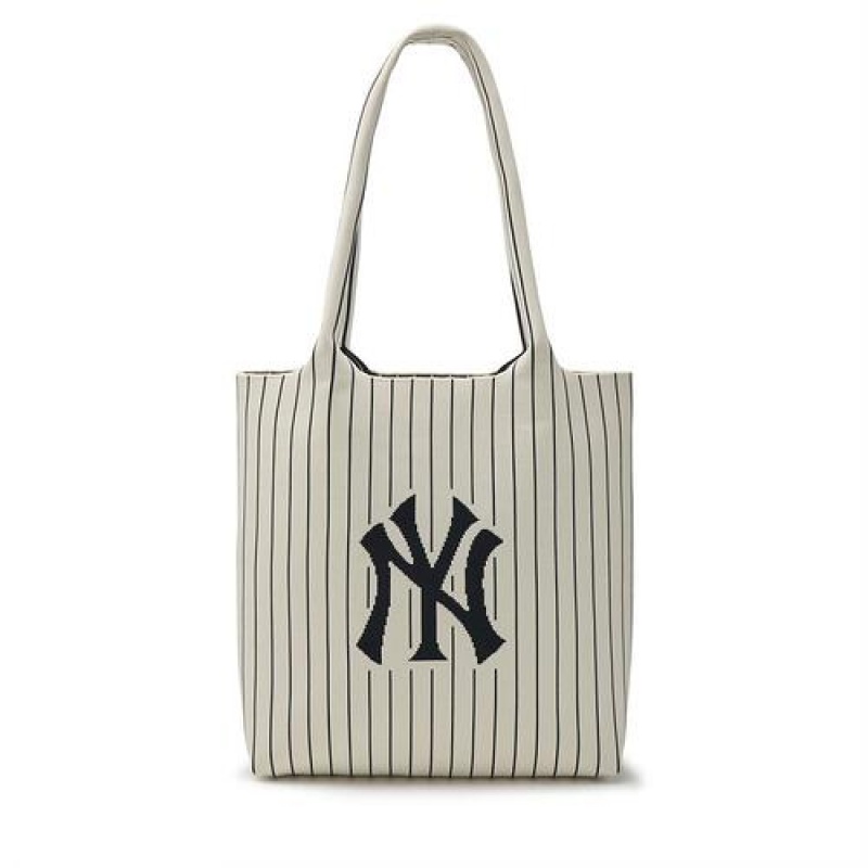 MLB Basic Big Logo Knit Tote Bags White | USA_MLB22903