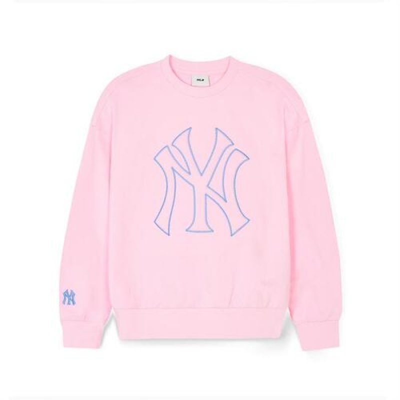 MLB Basic Big Logo Sweatshirt Tops Pink | USA_MLB56318