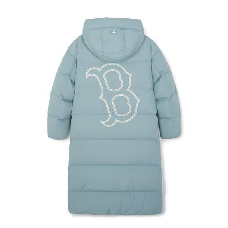 MLB Basic Big&mega Logo Hood Long Down Jkt Outerwear Blue | USA_MLB82257