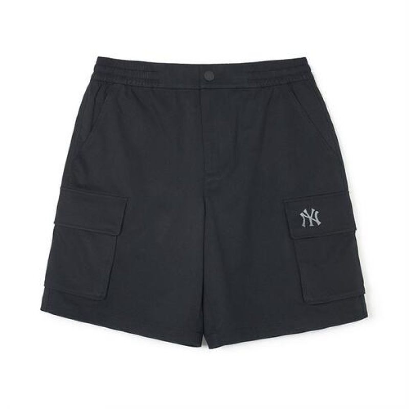 MLB Basic Cotton Touch Wide Cargo 9in Shorts Bottoms Black | USA_MLB56021