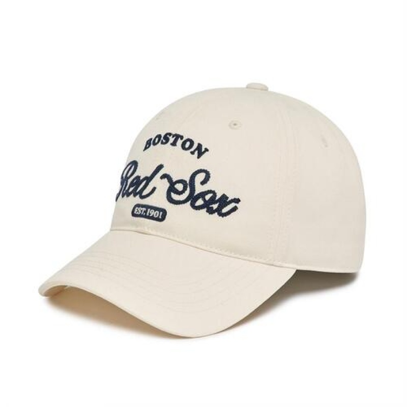 MLB Basic Cursive Logo Unstructured Baseball Caps White | USA_MLB49265