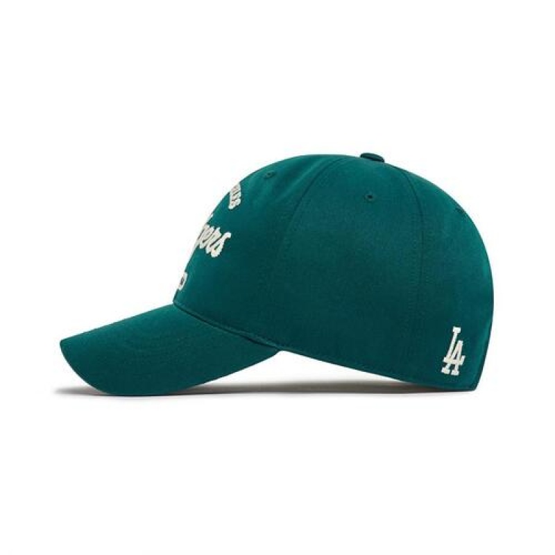 MLB Basic Cursive Logo Unstructured Baseball Caps Green | USA_MLB54653