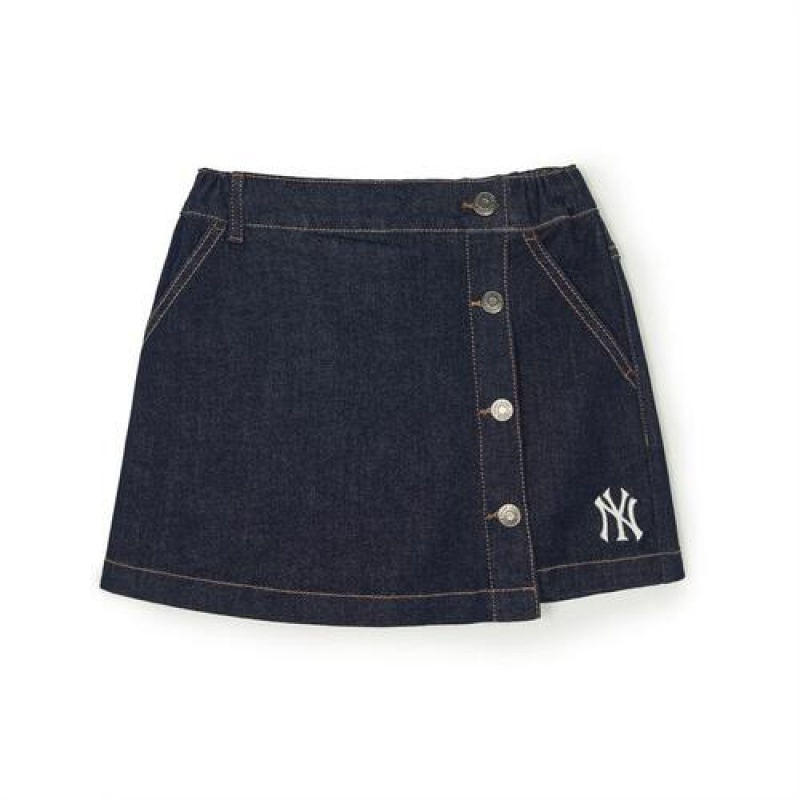 MLB Basic Denim Skirt Bottoms Black | USA_MLB39792