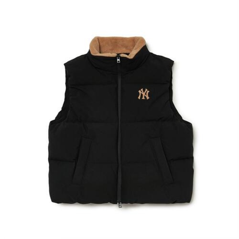 MLB Basic Fleece Reversible Down Vest Outerwear Black | USA_MLB80248