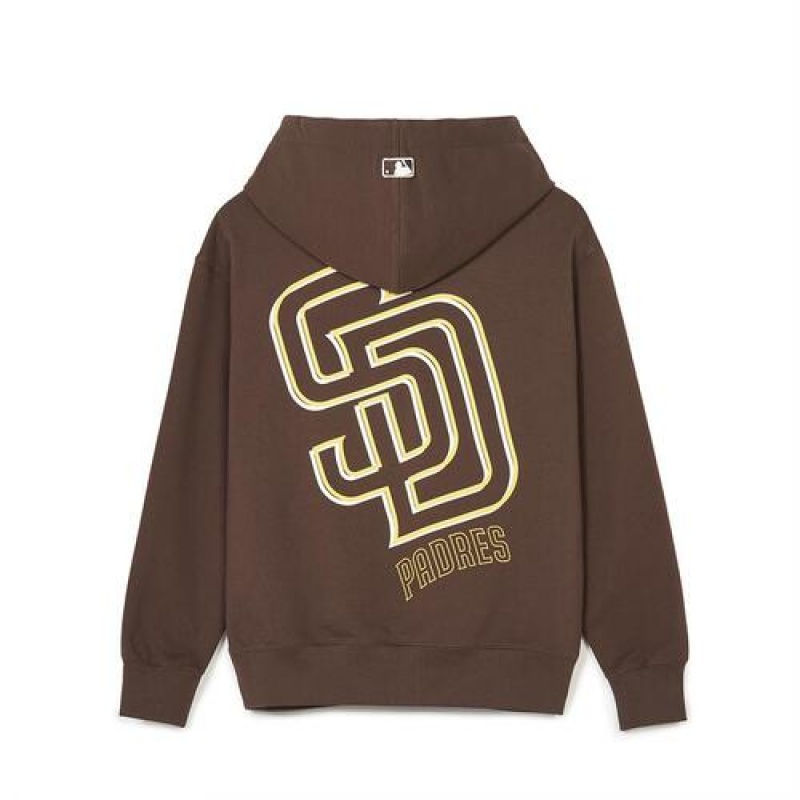 MLB Basic Mega Logo Overfit Hoodie Brown | USA_MLB31720