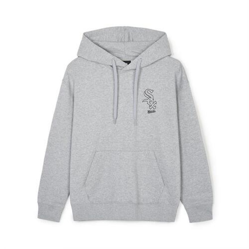 MLB Basic Mega Logo Overfit Hoodie Grey | USA_MLB92601