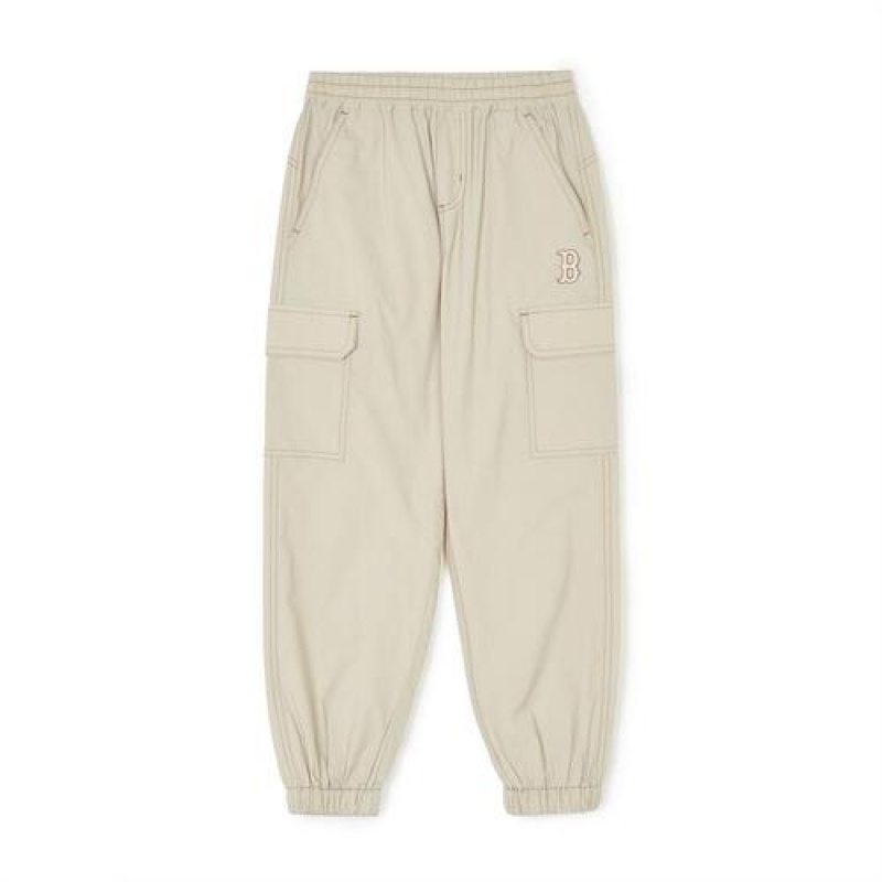 MLB Basic Nylon Jogger Pants Bottoms Beige | USA_MLB81195