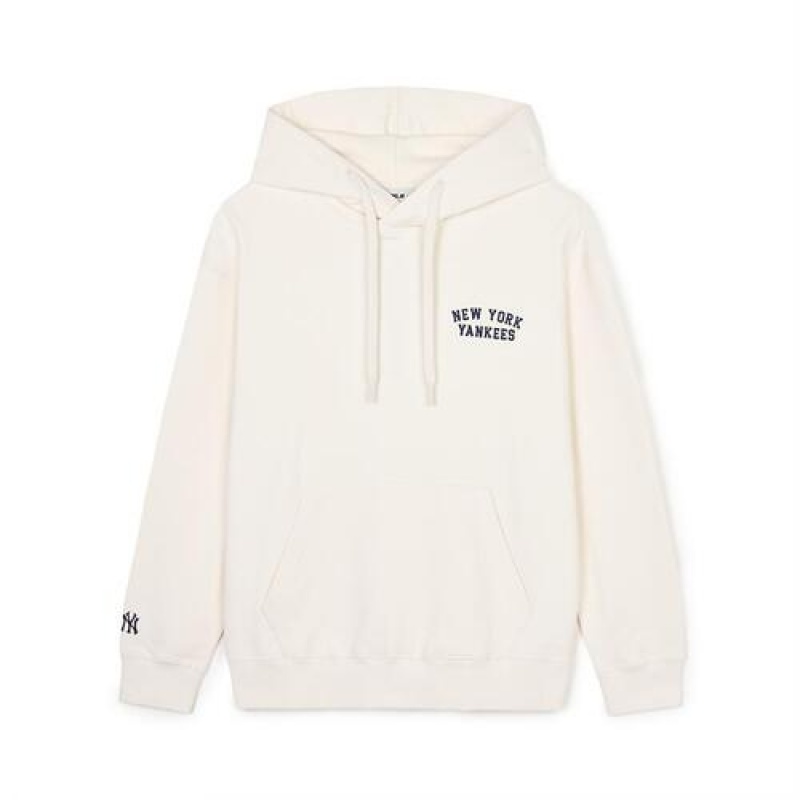 MLB Basic Small Lettering Overfit Hoodie White | USA_MLB58600