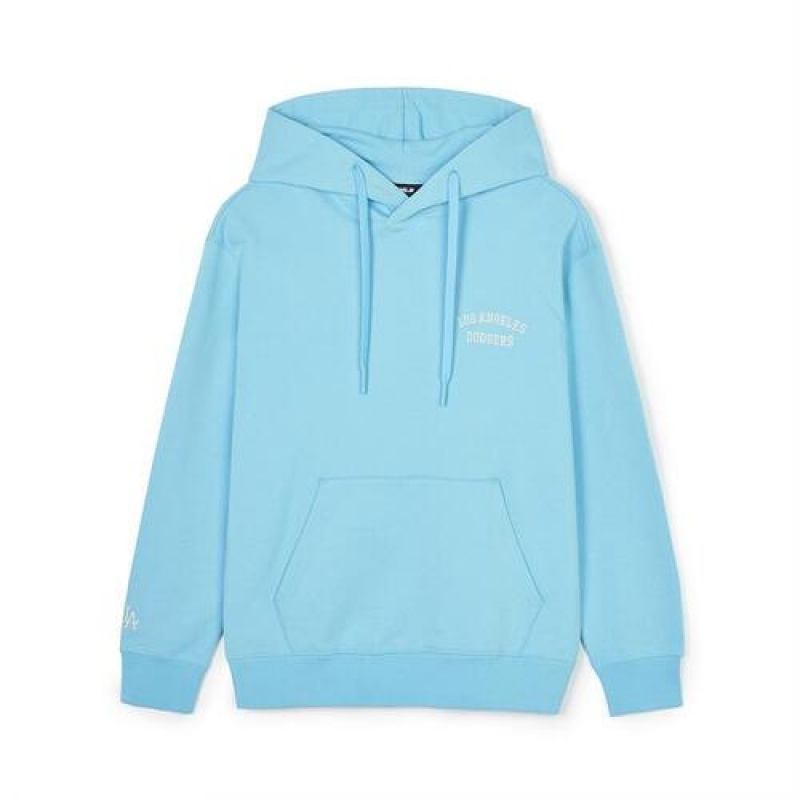 MLB Basic Small Lettering Overfit Hoodie Blue | USA_MLB11883