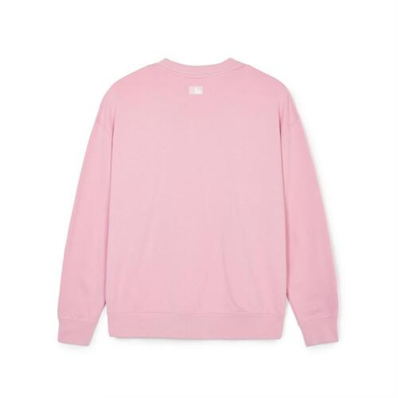 MLB Basic Small Lettering Sweatshirts Pink | USA_MLB96478