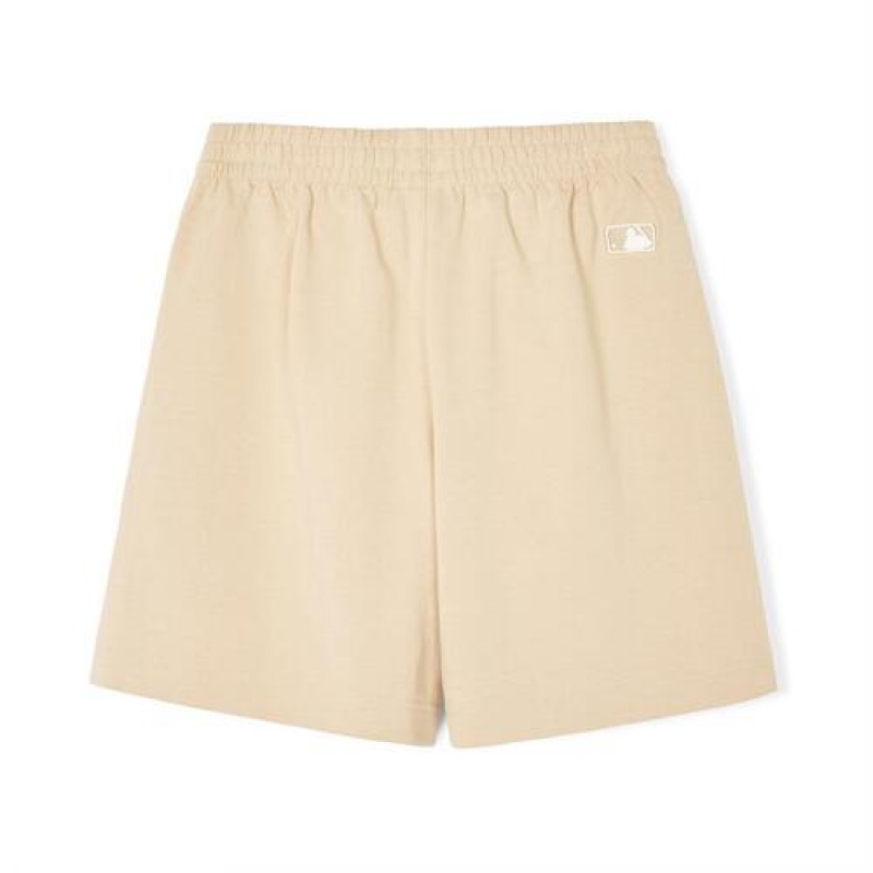 MLB Basic Small Logo 7in Shorts Bottoms Beige | USA_MLB63190